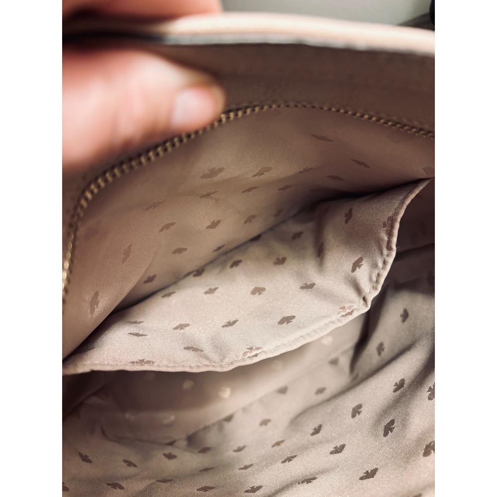 Kate Spade New York Beige Pebbled Leather Crossbody Zip Hobo Bag Gold Hardware - Picture 6 of 7